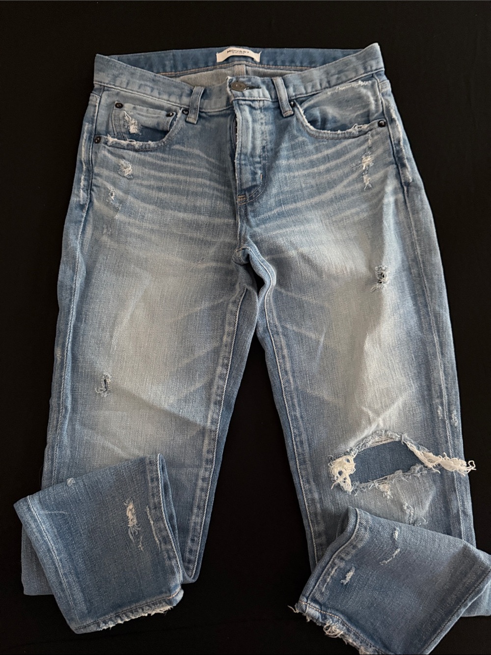 Moussy Light Blue Distressed Boyfriend Jeans